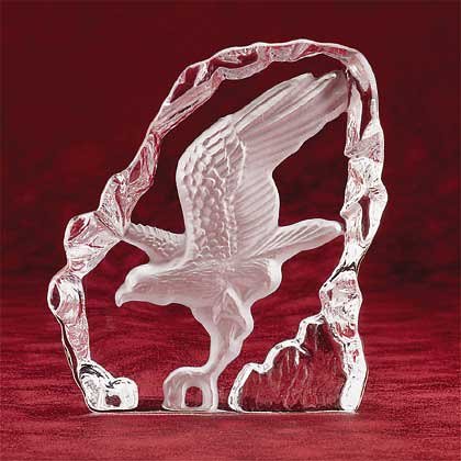 Clear Glass Carved Eagle