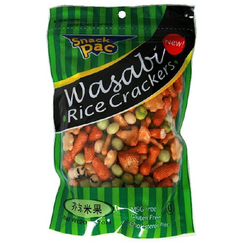 Snack Pac Rice Crackers, Wasabi, 7-Ounce Units (Pack of 12)