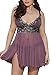 Moonight Women's Sexy Lingerie Mauve Mesh Babydoll Nightwear Dress (4XL)