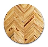 Proteak Teak Cutting Board Circle 12-by-1-Inch Herringbone Grain by ProTeak