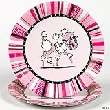 Pink Poodle Luncheon Paper Plates 8 Count 9.5 Inch Party Supply