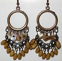 Saka's Round Wood Chandelier Earrings - Mud