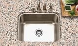 Houzer STS-1300 23 Undermount Single Bowl Sink with 9 Depth, T-304 Stainless Steel, 3-1/2 Drain Opening and StoneGuard Undercoating over Super-Silencer Pad