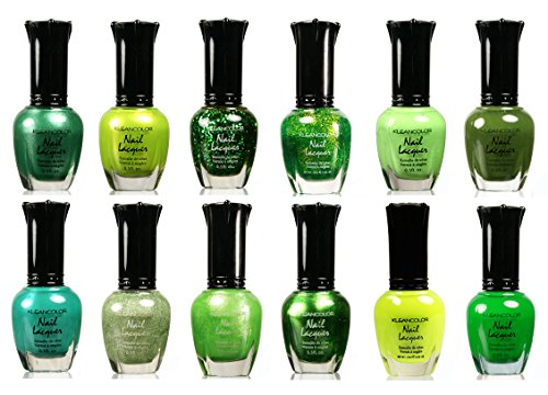 Kleancolor Nail Lacquer Collection - Awesome Assorted Green Full 12pc Set