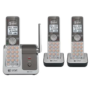 AT;T CL81301 DECT 6.0 Cordless Phone, Silver/Grey, 3 Handsets