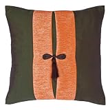 EXP Decorative Handmade Forest Green & Salmon Thai Silk Cushion Cover / Pillow Sham