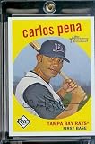 2008 Topps Heritage # 244 Carlos Pena / Tampa Bay Rays / MLB Baseball Trading Card in a Protective Screw Down Display Case