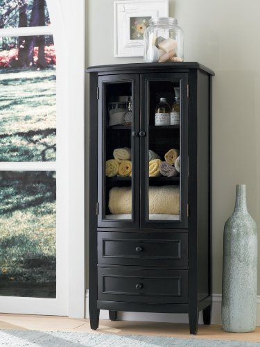 Bath Curio Cabinet in Antique Black Finish Powell 502-296