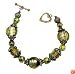 Bracelet - B41 - Handmade Murano Glass & Fire-Polished Beads - Toggle Closure ~ Green & Black Stripe