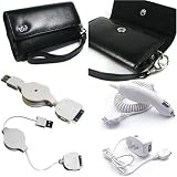 Apple Ipod Touch Carrying Case + White Car Charger + White Travel Charger + Retractable Data Cable for Apple Ipod Touch suitable for Apple 8 GB iPod Touch Apple 16 GB iPod Touch