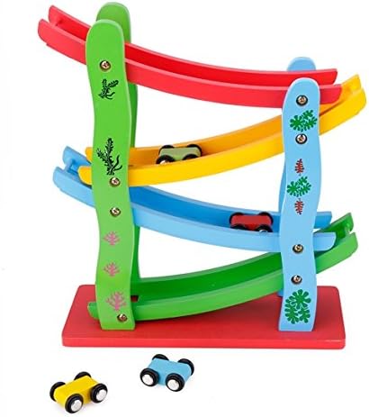 Keetek Kids Intelligence Development Wooden Four Levels Gliding Car Rail Car Toys