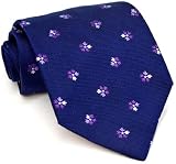 Paul Smith Purplish Navy with Purple Flower Pattern Silk Necktie 48