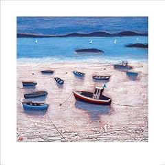 Jock Macinnes - Looking Over To Jura - Kunstdruck, Boote, Strand, Gr�sse 40X40 cm