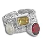 Sterling Silver Citrine, Garnet, and Moonstone Open-back Stack Ring by Sajen, Size 8