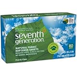 Seventh Generation Fabric Softener Sheets, Free and Clear, 80 Count