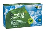 Seventh Generation Fabric Softener Sheets, Free and Clear, 80-Count (Pack of 2) Packaging May Vary