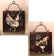 Country Rustic Wooden Roosters Wall Decor Plaques (set of 2)