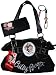 Fancy Betty Boop Black Purse Matching Wallet & Keychain