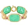 Tagliamonte - 14k Yellow Gold Green Venetian Glass Cameo and Pink Tourmaline Bracelet, 7.75"