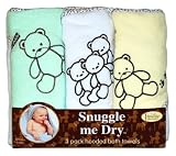 Frenchie Mini Couture Teddy Bear Hooded Bath Towel Set, 3 Pack, Neutral