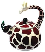 Animal Kettle 2.8 Quart Whistling Enamel on Steel Giraffe Tea Kettle