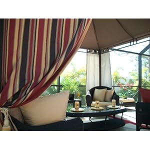 Outdoor Gazebo Patio Drapes Paprika-tan-chocolat... Stripes 84" Includes (2) Panels..(each Panel 42" X 84")