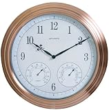 Chaney Instruments Acu-Rite 50370 24-inch Electroplated Copper Combination Clock with Thermometer and Hygrometer