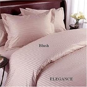 ELEGANCE Egyptian Cotton 1000 Thread Count 3 - Pc Sateen Stripe Duvet Cover Blush King.