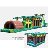 Kidwise Tropical Obstacle Bounce House with Water Midsection (Commercial Grade)