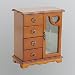Oak Finish Heart Shaped Glass Inset Jewelry Box