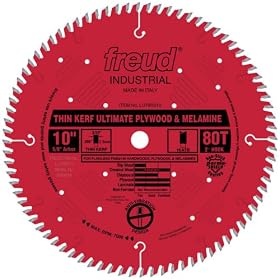 Freud LU79R010 Thin Kerf Ultimate Plywood and Melamine Saw Blade 10 inch x 80t Hi-ATB 5 8... by Freud