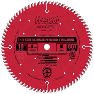 Freud LU79R010 Thin Kerf Ultimate Plywood and Melamine Saw Blade 10 inch x 80t Hi-ATB 5 8 inch... by 