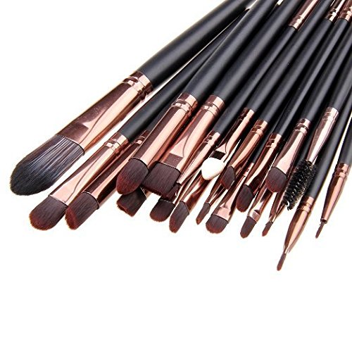 Unimeix 20 Pcs Pro Makeup Set Powder Foundation Eyeshadow Eyeliner Lip Cosmetic Brushes (Coffe)