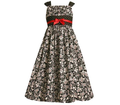Bonnie Jean Girls PLUS Size BLACK WHITE TWIN FLORAL-DOT PRINT Special Occasion Wedding Flower Girl Party Dress Plus Size Inexpensive Flowergirl Gowns