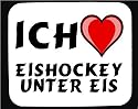 Mauspad mit Ich liebe Eishockey unter Eis Dekoration