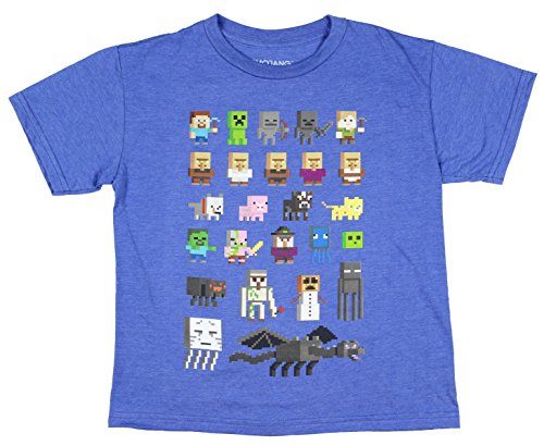 Minecraft Character Short Sleeved Tee (S (6/7), Royal Heather)