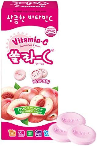 [KOREA EUNDAN] SOLAR-C Chewable Vitamin C Tablet 100 Count - 6 Fruit Flavors (Peach)