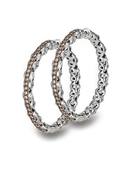 Charles Krypell Sterling Silver and Brown Diamond Hoop Earrings