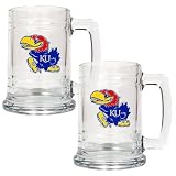 NCAA Kansas Jayhawks Two Piece 15-Ounce Glass Tankard Set