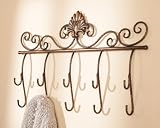 31" Elaborate Gold Scroll & Leaf Medallion Iron Wall Coat Rack