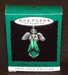 #!Cheap Hallmark Keepsake Miniature 1996 Sparkling Crystal Angel Green