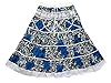 Peasant Skirt Floral Print Blue White Tiered Cotton Mid Length Skirts Causal Wear