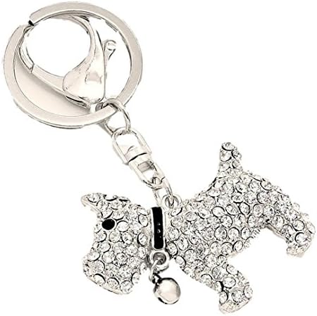 Scottie Dog Key Ring C49 Clear Crystal Luxury Plated