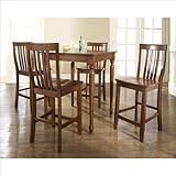 Crosley Furniture 5 Piece Pub Dining Set with Turned Leg and School House S ....