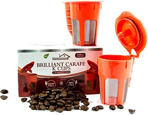 (2 pack) Reusable Brilliant Carafe K Cups for Keurig 2.0 -Compatible &amp; Refillable with Keurig 2.0 coffee filter for, K200, K300, K400, K500 Series