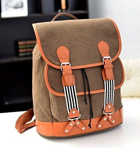 COOLOUT Girl Student Fashion Casual Canvas Rucksacks Backpacks Bags for School/ Sports/ Travelling Backpack For Girls Holiday Gift Casual Daypack Schoolbag Laptop Bookbag Campus Bag (Brown)
