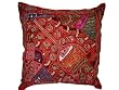 Gift For Home-Decorative Vintage Sari Cushion Covers Venetian Red Decorative Moti Indian Pillow Covers 24" FREE SHIPP