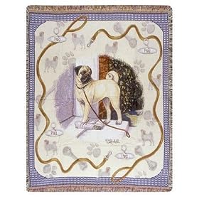 Pug Dog Tapestry Throw