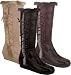 Bearpaw Womens Tall Leather Boot with Rabbit Fur Trim - Style 491 Shona