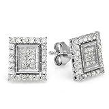 Sterling Silver Round Diamond Ladies Earrings 1/2 CT (0.50 cttw, G-H Color, I1- I2 Clarity)